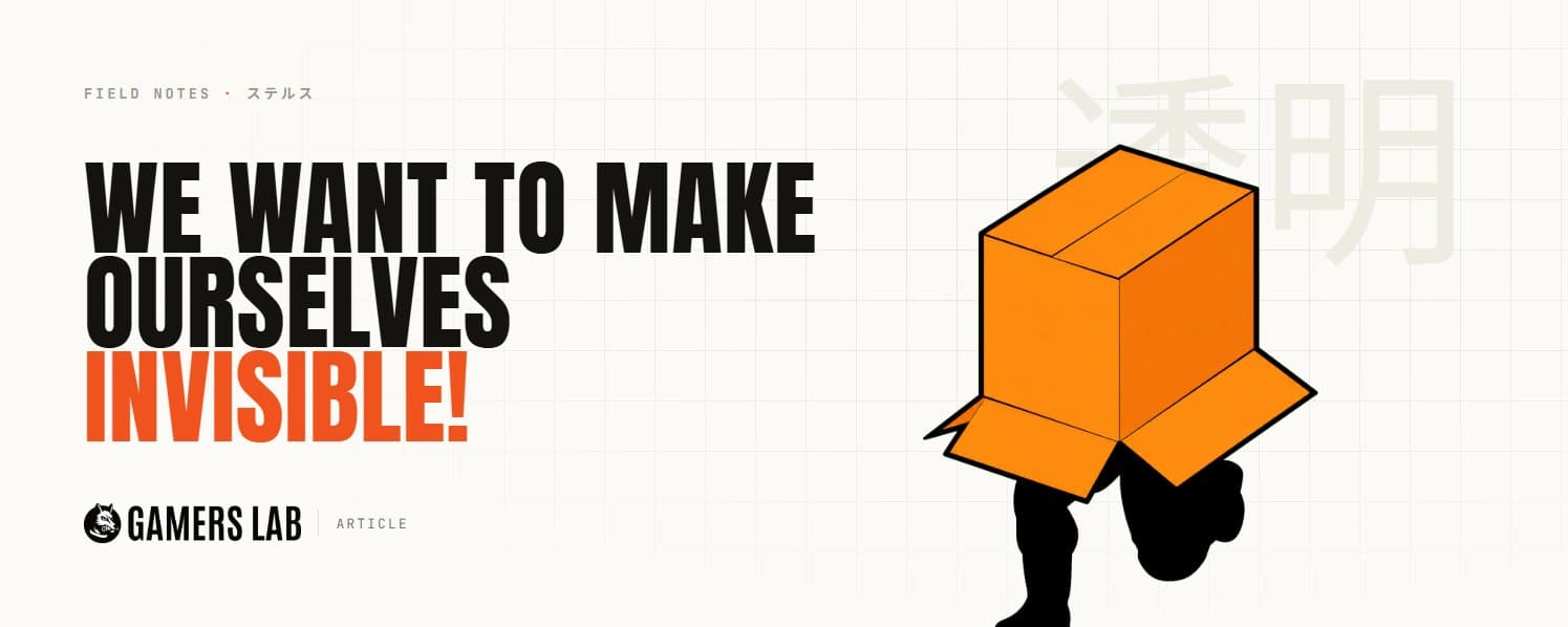 We want to make ourselves invisible: an illustration of a figure running with a cardboard box over its head.